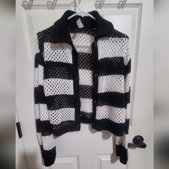 Woman's cardigan black and white size S oversize fit - Picture 1 of 4